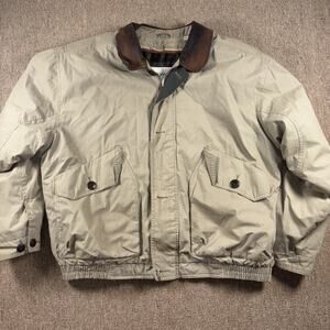 Vintage Men’s Towne By London Fog Leather Collar Fall Jacket Large Beige
